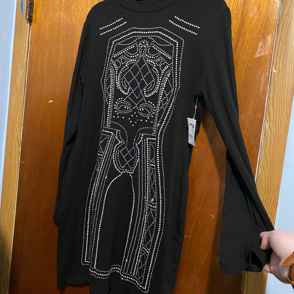 Charlotte Russe XL bedazzled black body con dress